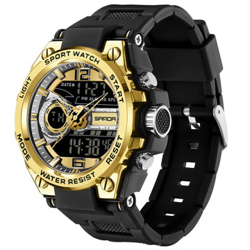 Findtime Military Watch Tactical Watches for Men Waterproof Rugged Outdoor Wristwatch Sports Mens Analog Digital 12/24H Big Face Large Dual Display LED Alarm Stopwatch